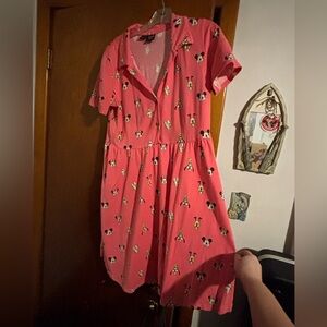 Pink Short-Sleeve Disney Fab Five Print Dress